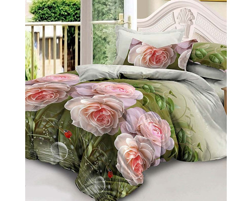 Двуспальное постельное белье полисатин Rose